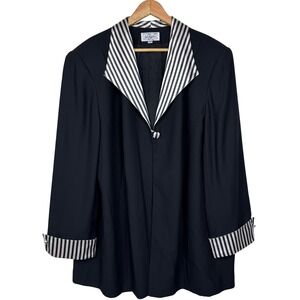 Vintage Voulez Vous New York Blazer Womens 24W Black Striped Single Button USA